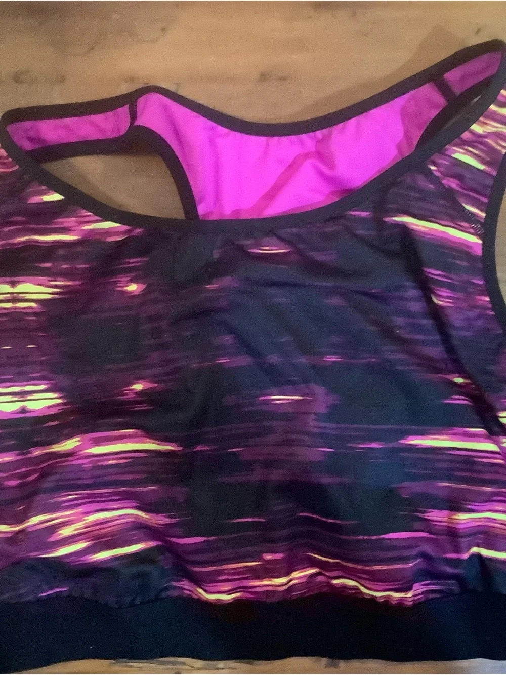 Pink & Black Striped Athletic Sports Bra